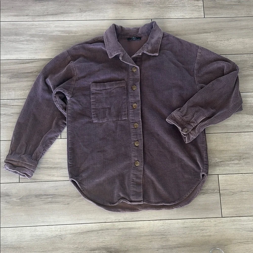 Lulus purple corduroy shacket shirt jacket size medium